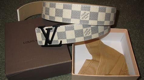 louis vuitton damier azur belt fake|Louis Vuitton monogram belt.